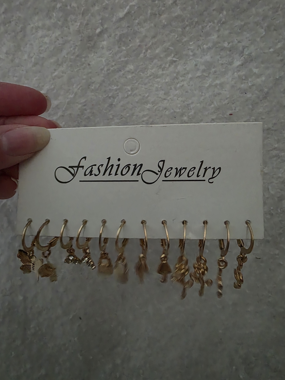 Fashion Jewelry Gold Charm Mini Hoop Earring Set - NEW